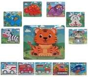 Drevené farebné puzzle mix